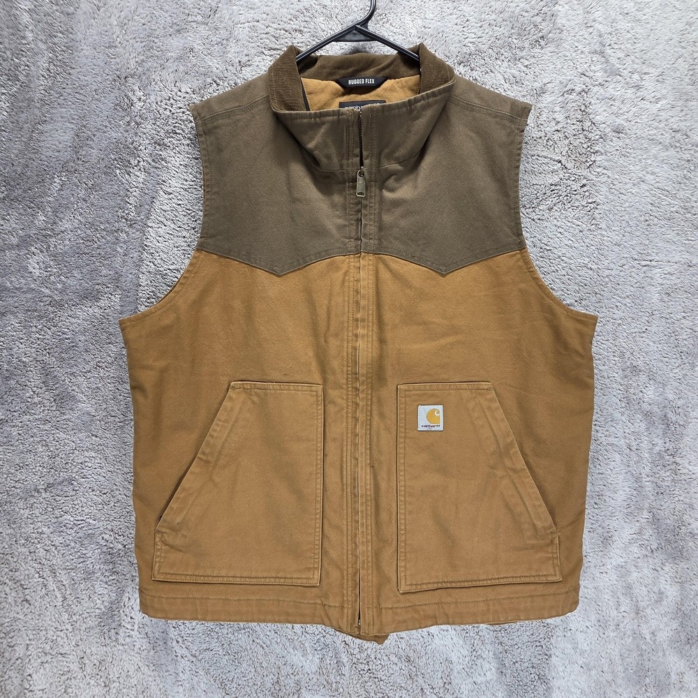 Carhartt Vest Mens Large Brown Montana Rugged Flex Duck Canvas Workwear